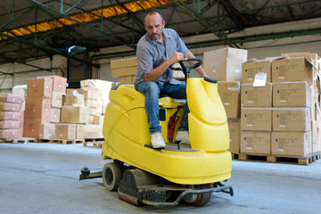 cleaner male man worker in warehouse