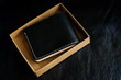 © themorningglory - Genuine leather bifold card bill wallet on black
