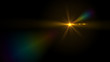 Lens Flare light over Black Background. Easy to add overlay or screen filter over photos