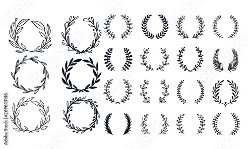 Fotomural Flower ornament wreath olive branch wreaths vector