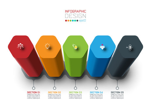 Vector Infographic label design with hexagon columns design.
