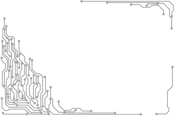 Poster - Circuit Board Technology Information Pattern Concept Vector Background. Grayscale Color Abstract PCB Trace Data Infographic Design Illustration.