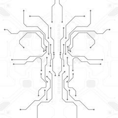Poster - Circuit board grayscale tone futuristic digital technology communication system background template vector design. HUD element technology control panel texture illustration.