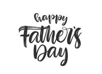Wall Mural - handwritten calligraphic brush type lettering composition of happy father's day on white background.
