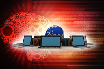 Poster - 3d rendering Computer folder network with e mail sign