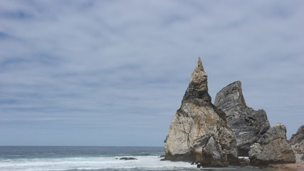 Praia da ursa or Ursa Beach. Near the Cabo da Roca. The westernmost extent of mainland Portugal, continental Europe and the Eurasian land mass. Sintra-Cascais Natural Park.