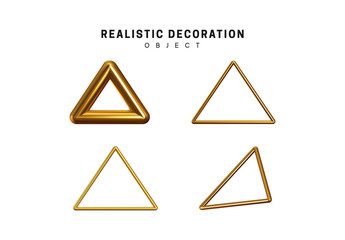 Poster - Gold geometric shapes. Golden decorative design elements isolated on white background.