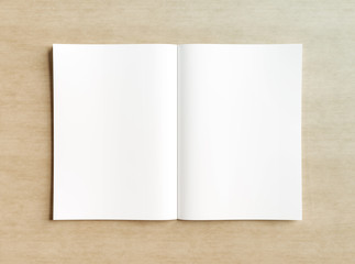 Wall Mural - white open magazine mockup on wooden 3d rendering