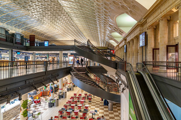 Sticker - WASHINGTON, USA - APRIL 29 2019 - washington dc union station internal view on busy hour