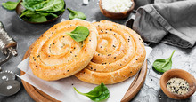 Puff Pastry Rolls With Spinach And Ricotta. 