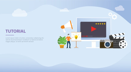 Poster - professional tutorial training development or creation concept with men people for website template 