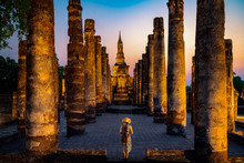 Sunset And Light In Sukhothai Historical Park