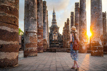 Sunset And Light In Sukhothai Historical Park