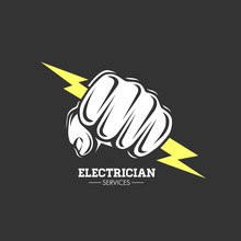 Electrician Services Hand Holding A Lighting Bolt.