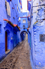 Wall Mural - Sightseeing of Morocco. Beautiful blue medina of Chefchaouen town in Morocco