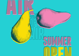 Summer open air festival typographical vintage grunge pop-art style poster design. Retro vector illustration.