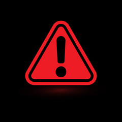 Poster - Exclamation mark. Attention web message. Danger sign. Modern abstract vector icon. Flat infographic element, template for the design. Vector illustration.