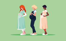 Group Of Pregnant Women Avatar Character
