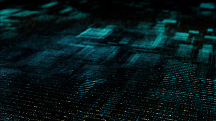 Fototapete - Futuristic digital matrix particles grid virtual reality abstract cyber space environment background