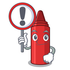 Sticker - With sign red crayon isolated with the mascot