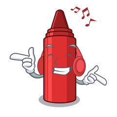 Sticker - Listening music red crayon in a cartoon bag