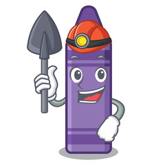 Poster - Miner purple crayon isolated with the character