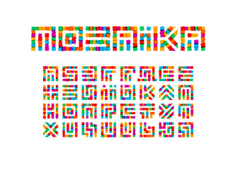 Poster - Mosaic letters set. Colored Stickers style vector ukrainian alphabet. Font for events, promotions, logos, banner, monogram and poster. Typography design.
