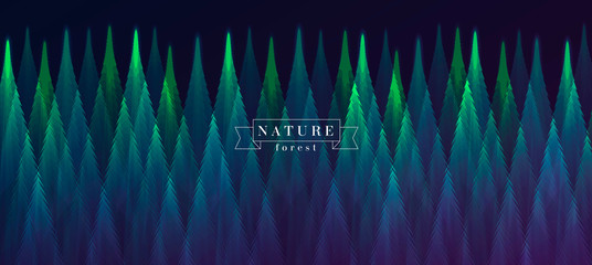 forest at night landscape view abstract geometric illustration