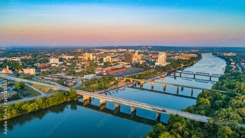 Augusta, Georgia, USA Downtown Skyline Aerial - obrazy, fototapety, plakaty 