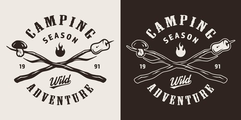Wall Mural - vintage camping monochrome emblem