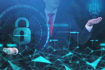 Poster - Businessman choosing online security interface