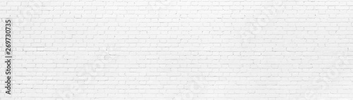 White brick Wall panoramic background