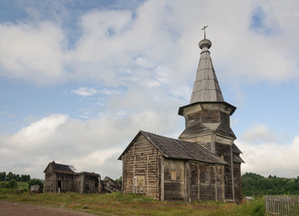 Wall Mural - Two old abandoned wooden churches in North of Russia