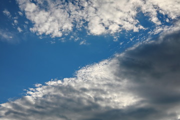 Blue sky with white cloud background and texture