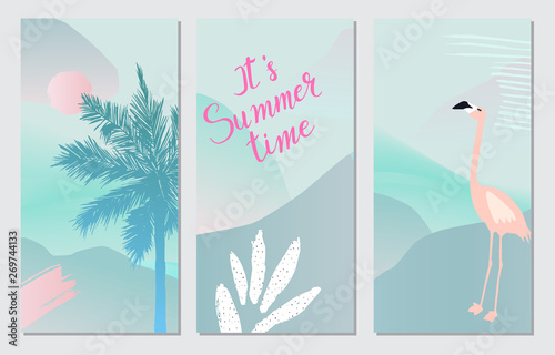 Set of abstract summer background. Tropical design. Vector illustration
