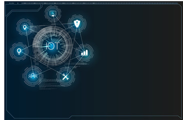 Poster - Internet of things (IoT) and networking concept for connected devices. Spider web of network connections with on a futuristic blue background