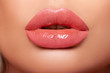  Sexy plump Lips Close-up. Lip Gloss. Beautiful  Perfect Makeup. Beautiful lips. Beauty. Cosmetic lips. Cosmetic beauty procedures.   - image . 