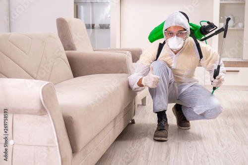 Fotomural Pest control contractor working in the flat