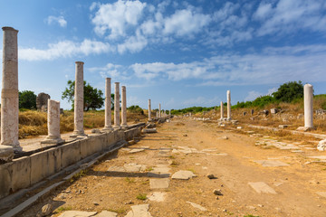 Wall Mural - Architecture of ancient Greek ruins in Side, Turkey