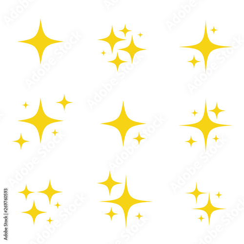 Fotografía Set of original vector stars sparkle firework, decoration twinkle, shiny flash icon