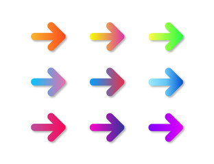 Fototapete - gradient arrow button. colored sign of navigation. isolated arrows with shadows. elements for web or