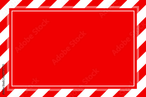 Fotomural warning sign red white stripe frame template background copy space, red banner f