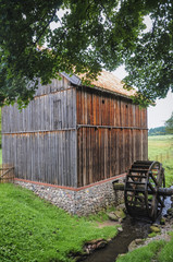 Sticker - 18th century watermill in heritage park in Olsztynek town of Olsztyn County in Warmia-Mazury Province, Poland