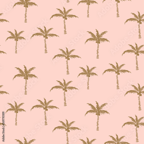 Dekoracja na wymiar  palmy-zloto-na-rozowy-wzor-w-stylu-retro