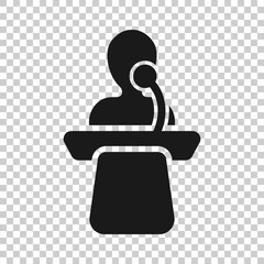 public speach icon in transparent style. podium conference vector illustration on isolated backgroun