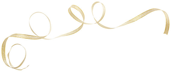 Wall Mural - golden ribbon curl isolated on white background. golden ribbon bow and curl isolated on white backgr