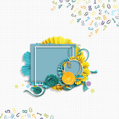 Wall Mural - frame for birthday photos. celebration of kid's birthday. painted birthday decorations on colorful b