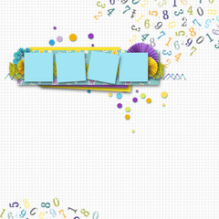 Wall Mural - frame for birthday photos. celebration of kid's birthday. painted birthday decorations on colorful b