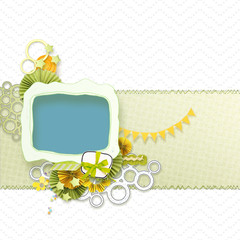 Wall Mural - frame for birthday photos. celebration of kid's birthday. painted birthday decorations on colorful b