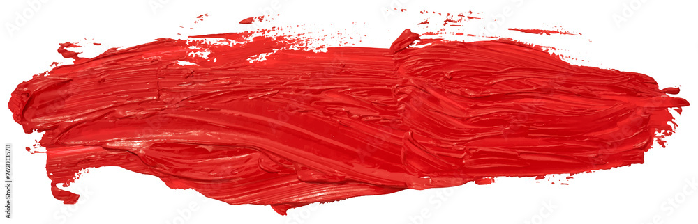Red oil texture paint stain brush stroke, hand painted, isolated on white background. EPS10 vector illustration. - obrazy, fototapety, plakaty 